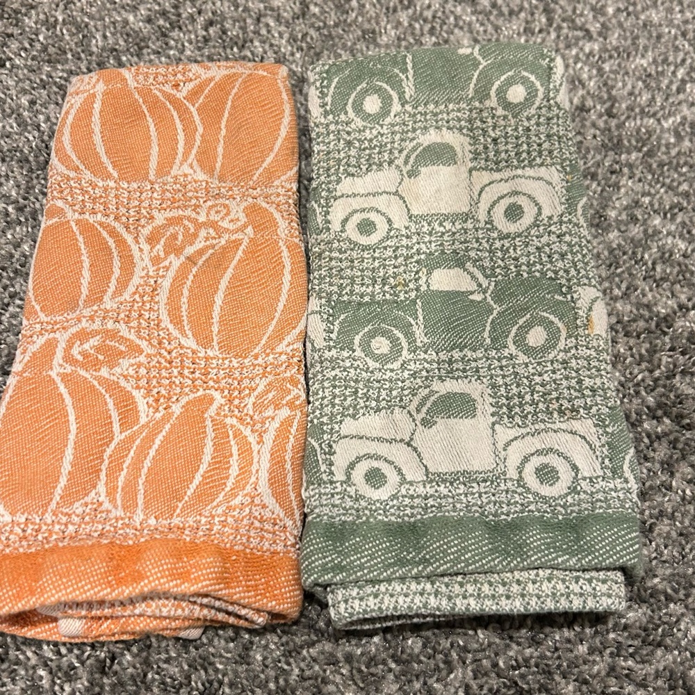 Orange and Green Patterned Towels
